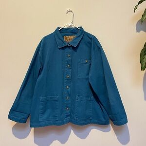 Big Bud Press Teal 100% Cotton Work Jacket with Brass Snaps & Pockets made in 🇺🇸